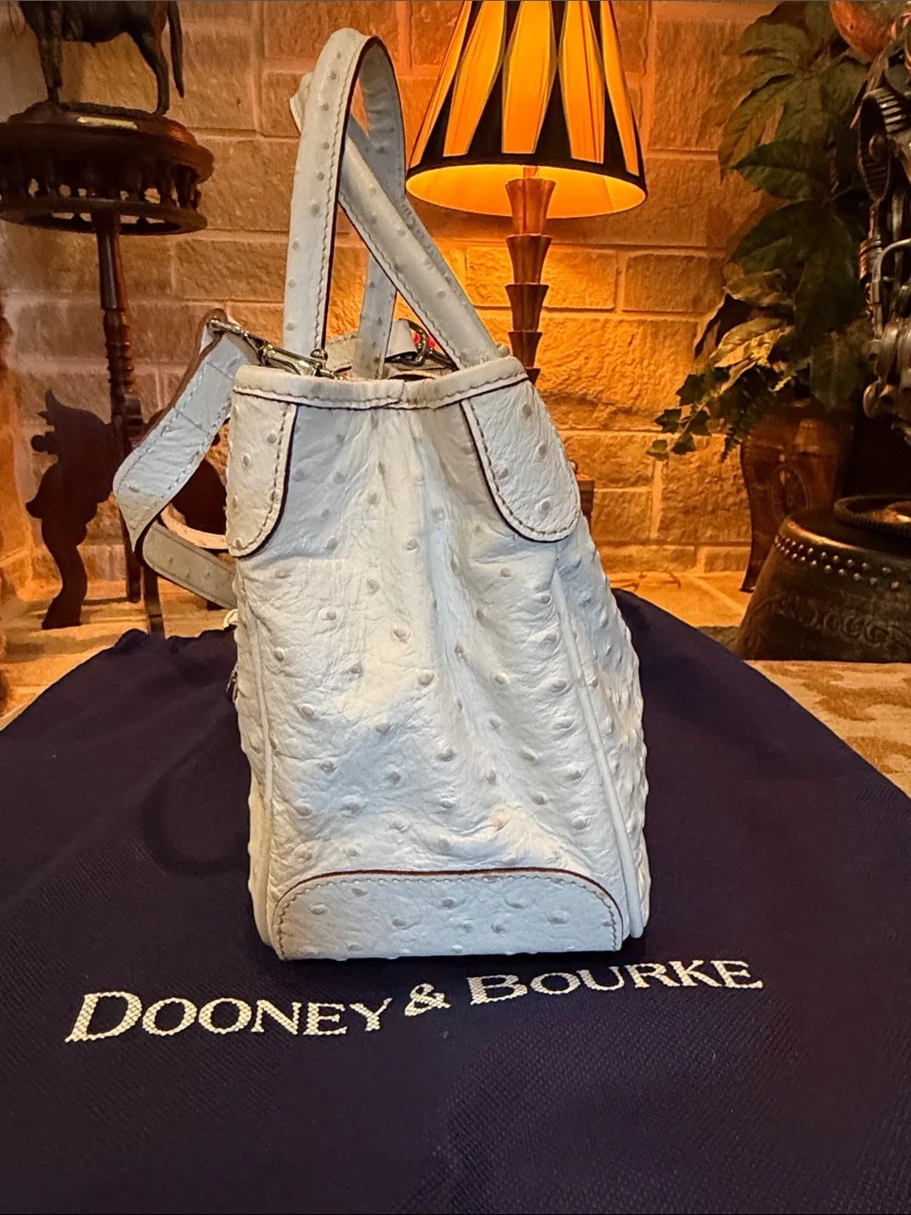 NWOT DOONEY & BOURKE Elegant Ostrich Embossed Leather Handbag-Polished Hardware!